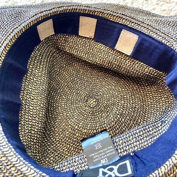 D&Y Navy/Brown Combo 100% Paper Floppy Sun Hat - Picture 9 of 13